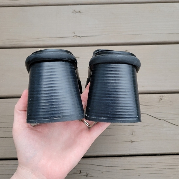 Vintage 90s y2k Bratz Black Vegan Faux Leather Super Chunky Square Toe Mules 7.5 - Picture 5 of 9